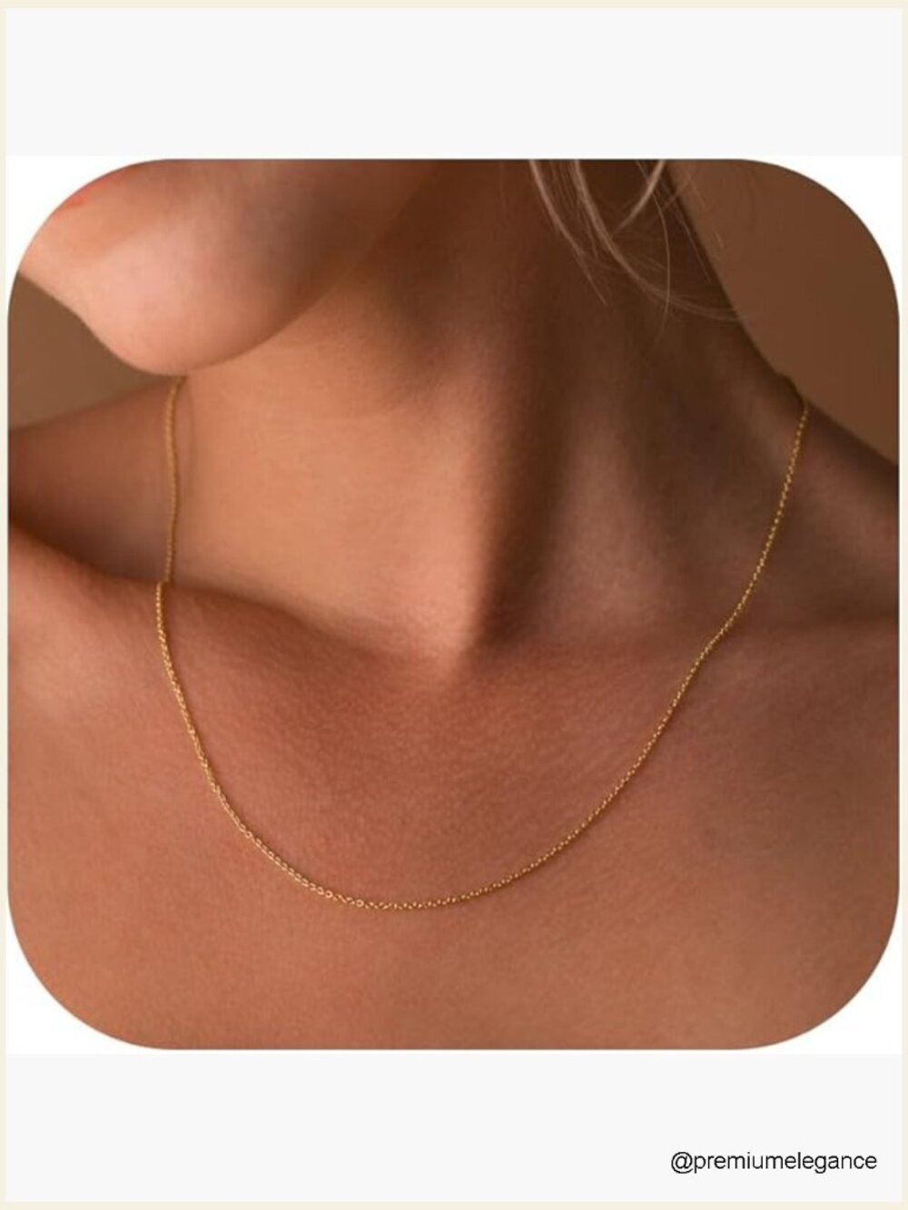 14K Gold Plated Rolo Chain Necklace for Women - 925 Sterling Silver Clasp